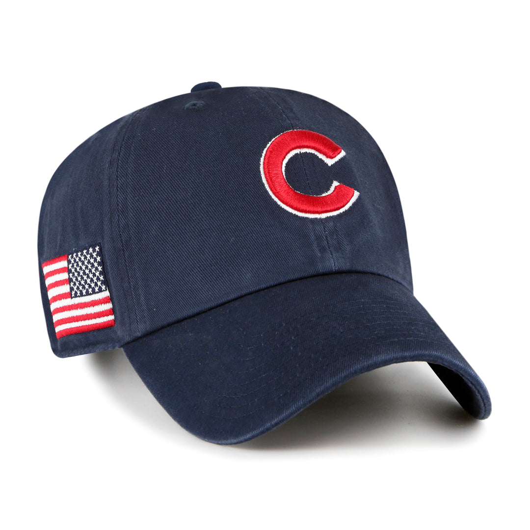 Chicago Cubs Logo Heritage USA Flag Cap Navy by '47 Brand Caps TWINS ENTERPRISE INC
