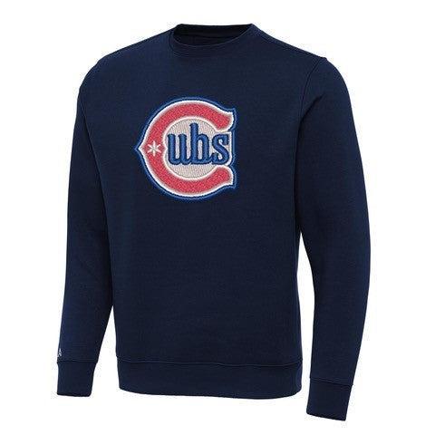 Chicago Cubs Alt Logo Navy Victory Crew by Antigua Sweatshirts & Hoodies ANTIGUA
