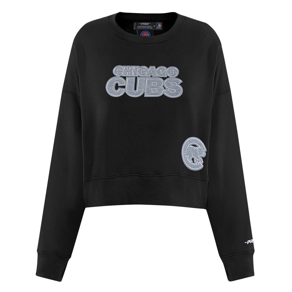 Chicago Cubs Women's Black Terry Crew by Pro Standard Sweatshirts & Hoodies PRO STANDARD