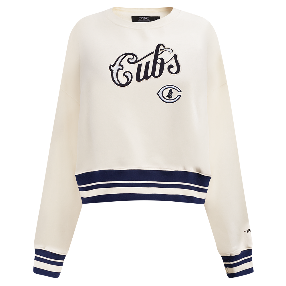 Chicago Cubs 1929 Logo Women's Cream Crewneck by Pro Standard Sweatshirts & Hoodies PRO STANDARD