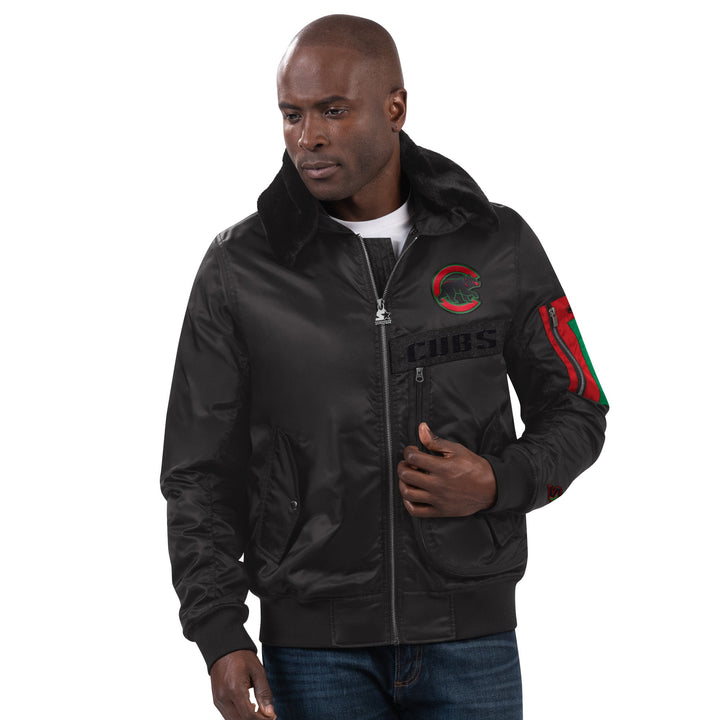 CHICAGO CUBS GIII MEN'S BLACK STARTER JACKET Jackets & Outerwear GIII LEATHER